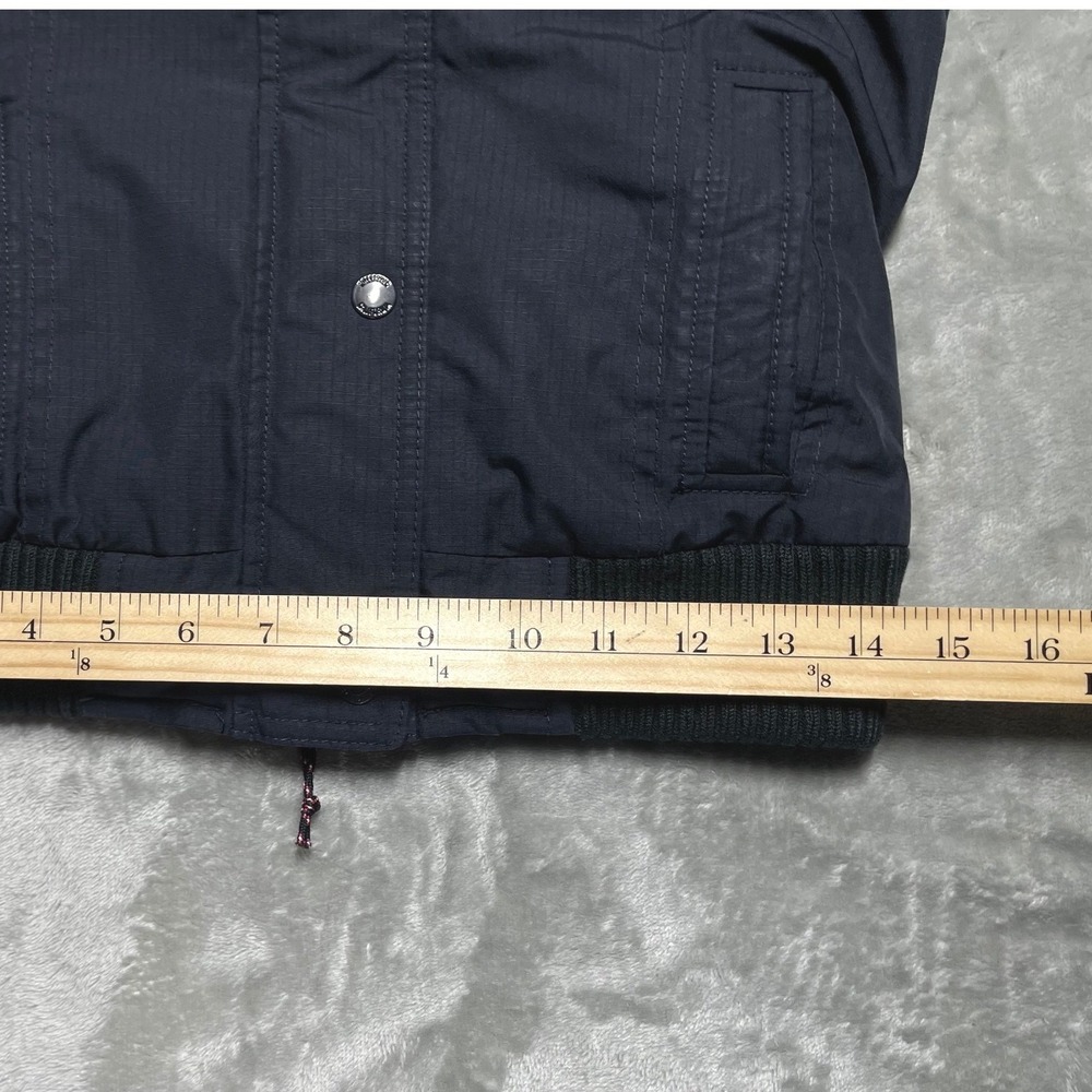 Hollister Navy Blue All-Weather Jacket Fleece Lined Removable Hood XS No Fur - Picture 6 of 12